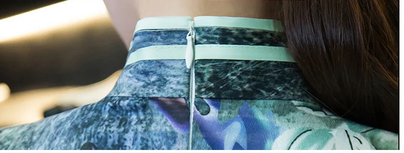 Sheng Coco 4XL Элегантные платья Qipao с семи рукавами вечернее газовое платье красивое зеленое платье Чонсам женское китайское платье Vintge костюм