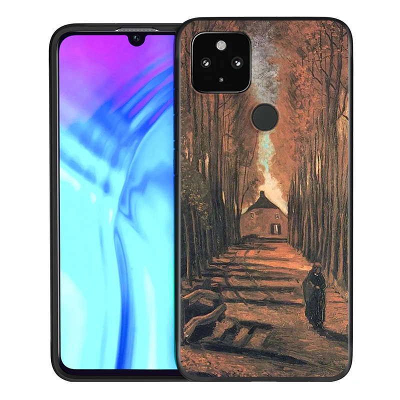 

Van Gogh Star flower Shockproof Cover for Google Pixel 5 4 4a XL 5G Black TPU Soft Phone Case