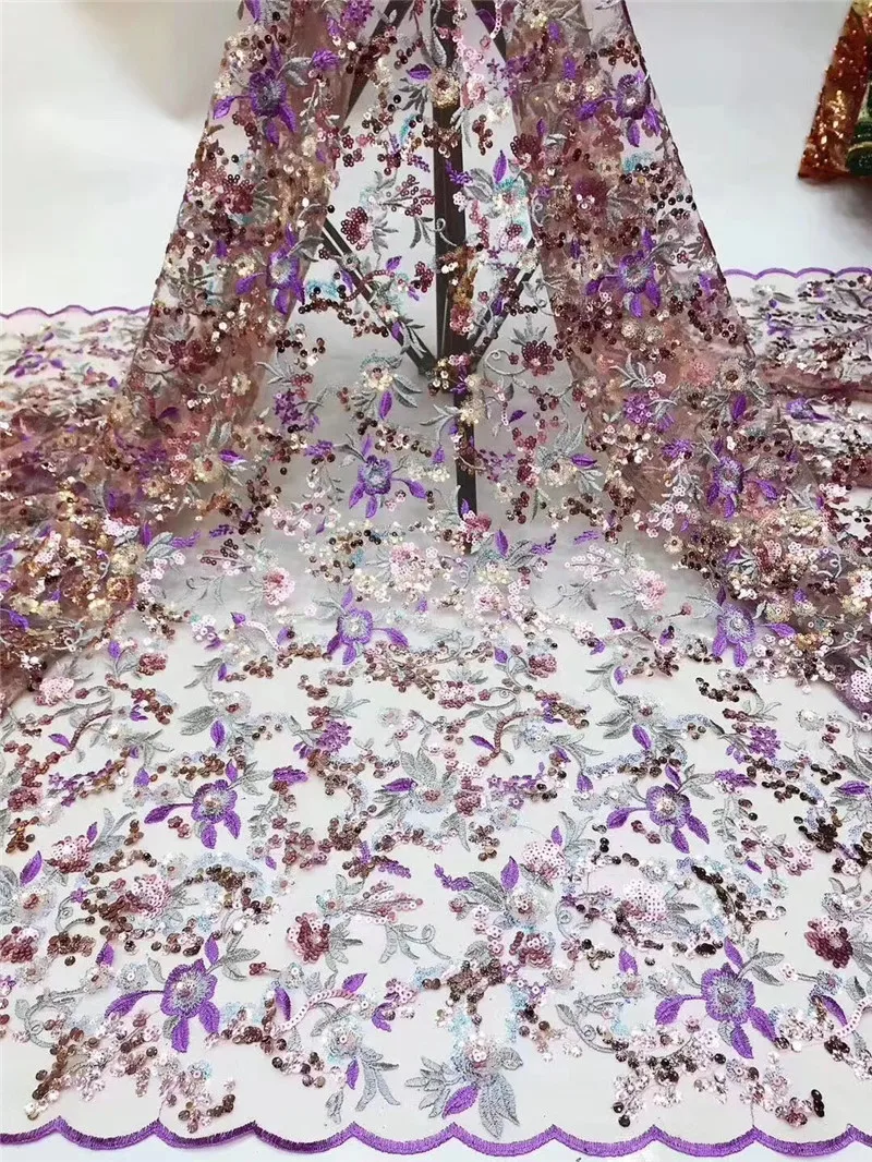 Новинка кружевная африканская ткань высшего качества цветочные блестки тюль