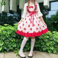 cute strawberry lolita japanese sweet girly jsk dress 2021 summer new sleeveless sling dresses women kawaii women lolita dress