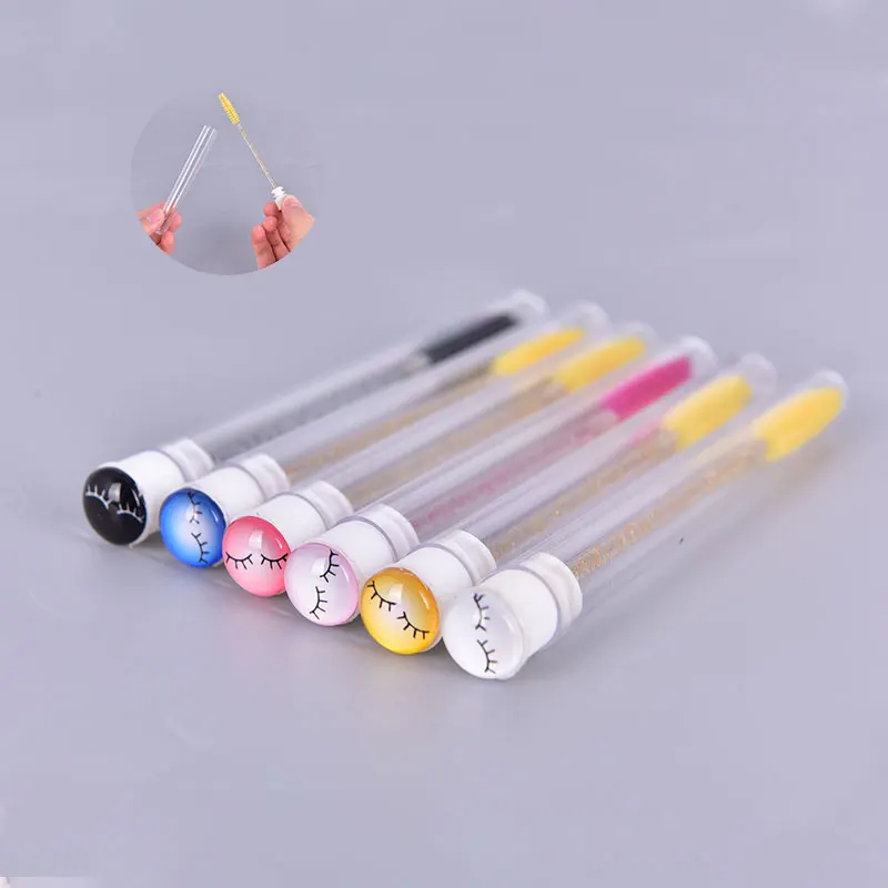 

1pcs Colorful Applicator Eyelash Brush Tube Eyelash Brush With A Cap Mascara Wands With Lashes On Caps Lash Wand Makeup Tool