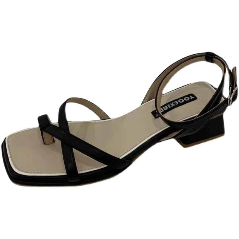 

Cross Flip Flops Platform All-Match 2021 Summer Block Heels High Sandals Female Womens Shoes Med Corrective Chunky High-heeled