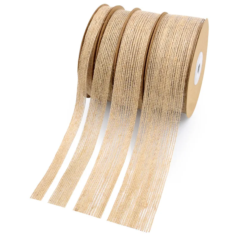 

10yards Natural Jute Burlap Ribbon Rustic Vintage Wedding Decor Hessian Lace Jute Roll Merry Christmas Party Supplies Diy