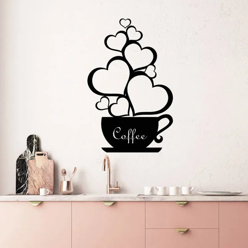 Виниловая наклейка на стену с изображением чашечки кофе декор для кухни