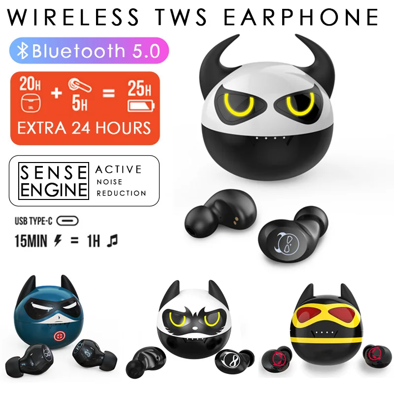 TWS наушники Devil Cute True Wireless Bluetooth мини гарнитура для мальчиков и девочек подарок