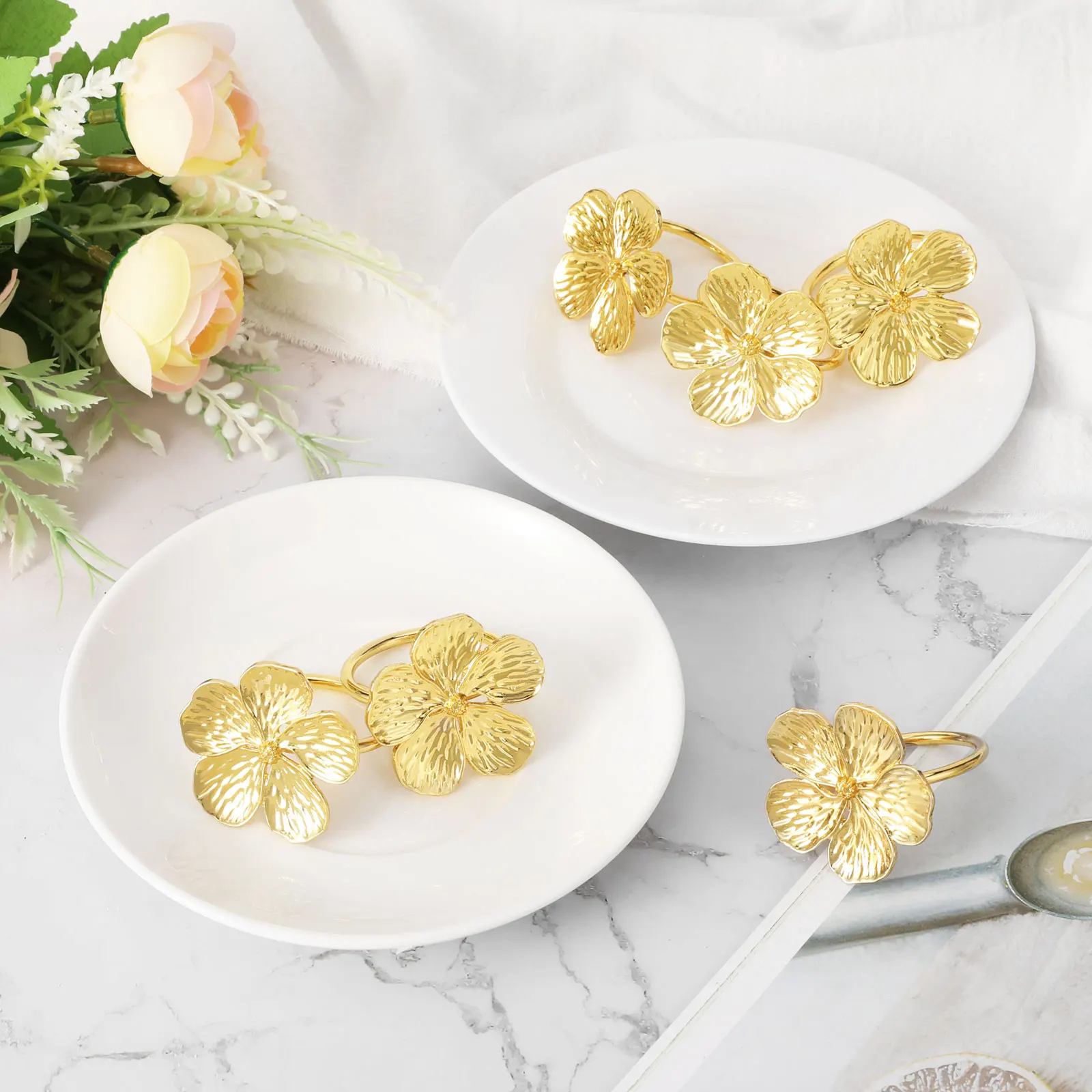 

Кольца для салфеток, набор из 6 цветов, кольца для салфеток, обеденные кольца, Элегантные украшения для стола, украшения для свадьбы Вечерние