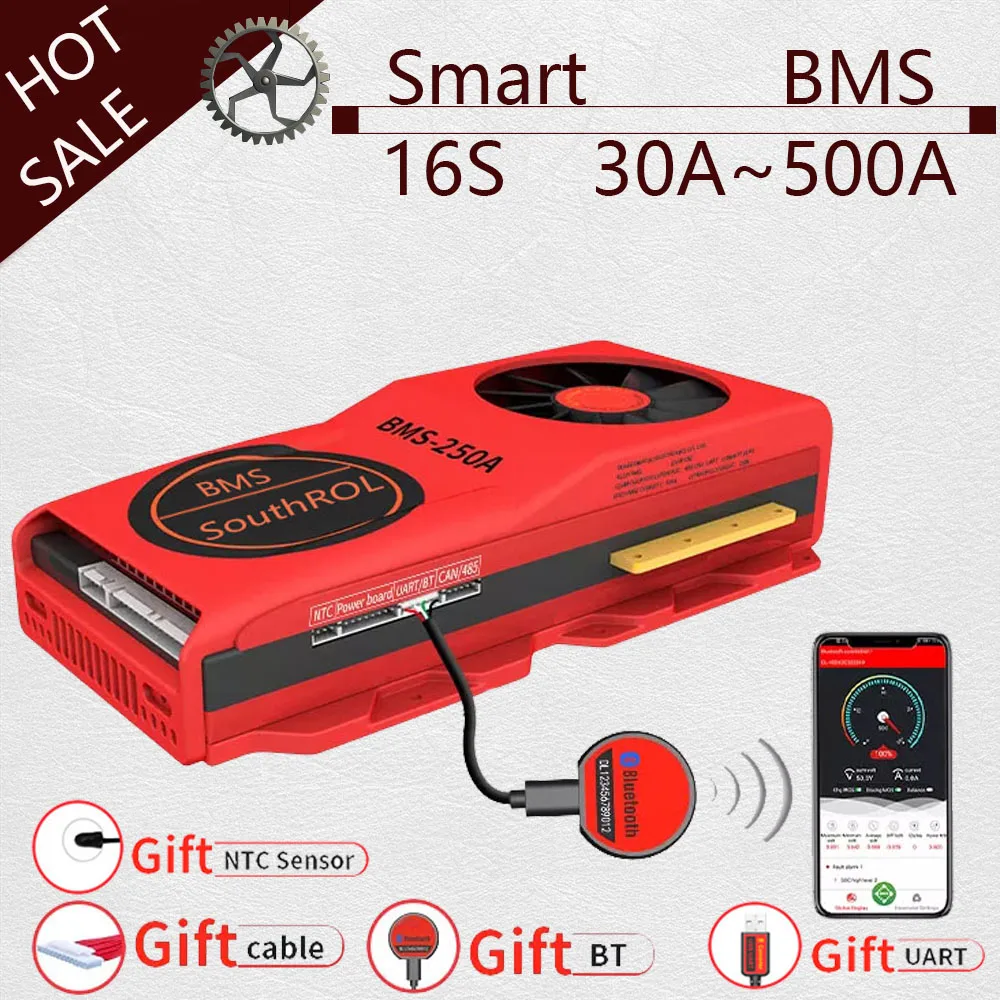 Литий-ионный аккумулятор 16S Smart BMS 12 В, 36 В, 48 В, 30 А, 60 А, 80 А, 100 А, 120 А, 150 А, 200 А, LiFePo4, 3S, Φ 7S, 8S, 10S, 12S, 13S, 16S, 20S, 24S, баланс