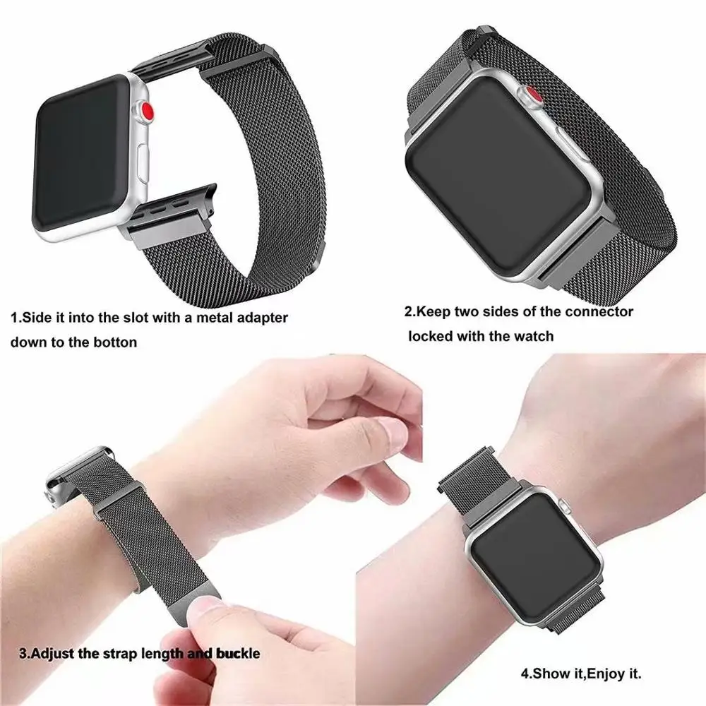 Ремешок из нержавеющей стали для Apple Watch 1 2 3 42 38 мм Миланский ремешок iwatch 4 5 40 44 |