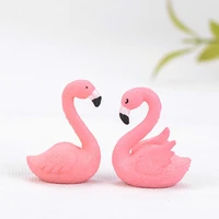 pink flamingo figurine miniature cute bird fairy garden decor micro landscape succulent handmade craft gift keychain accessory