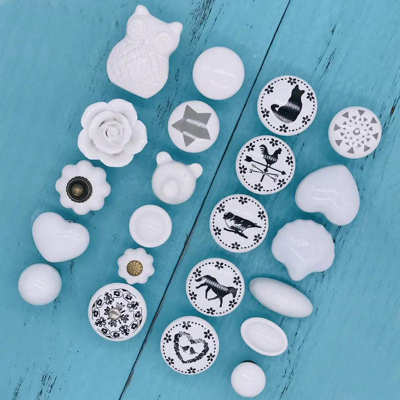 1 шт. белая керамика фарфор Потяните ручки модный дизайн в виде часы ручка для