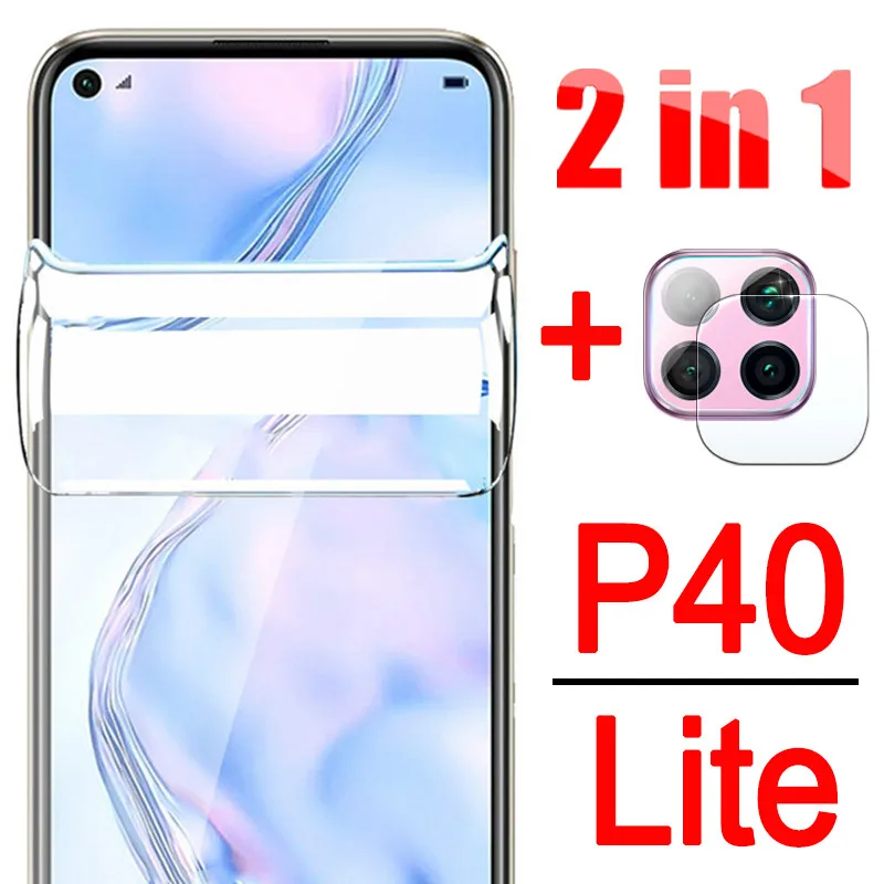 2 в 1 200D Гидрогелевая мягкая пленка для huawei p40 lite p40pro light p 40 Pro 40pro Защитная объектива