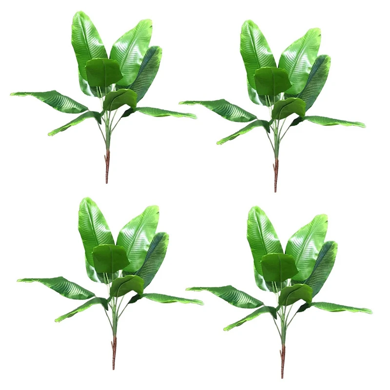 

4X Artificial Plants Tropical Leaves Banana Tree Faux Palm Leaf of Plant Fake Leaves Indoor Outside Garden Wedding Decor