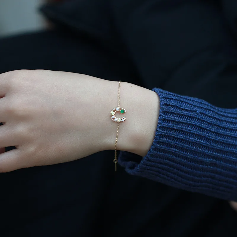 Стильный Простой браслет с подковой на удачу натуральный жемчуг U-образный