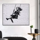 Настенная картина с граффити Бэнкси, постер с изображением девушки на качелях, детская спортивная картина для гостиной, домашний декор