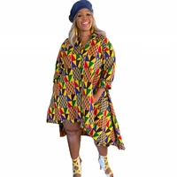 african dresses for women colorful geometric print 2021 spring new long sleeve loose dress fashion irregular streetwear vestidos