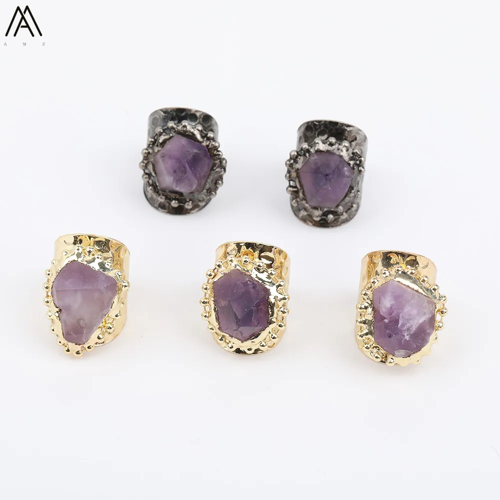 Случайные вымощенные Стразы натуральные аметисты кварцевые бронзовые Открытые