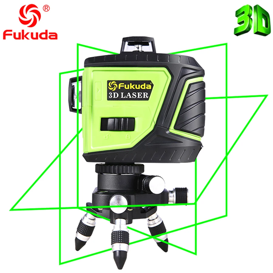 Fukuda 12 линий 3D MW-93T-3GX лазерный уровень самонивелирующийся 360 горизонтальный и вертикальный крест супер мощный зеленый/красный лазерный луч