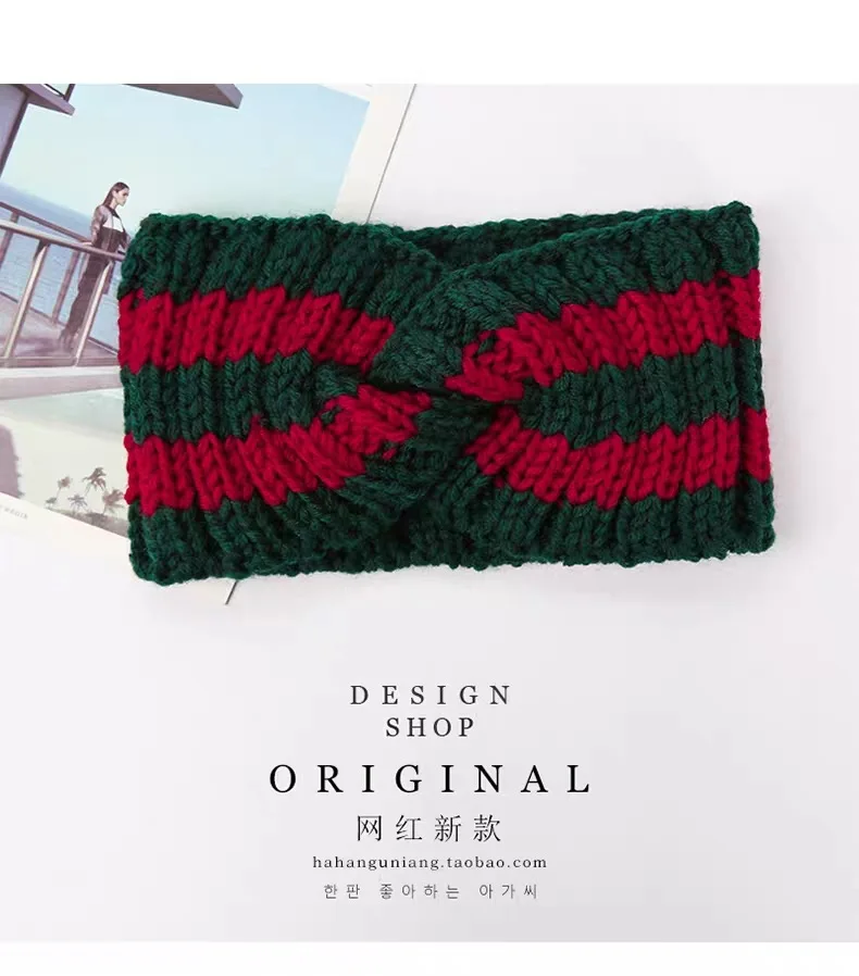 Вязаная повязка на голову для женщин с шерстью зимняя теплая полоса тюрбан