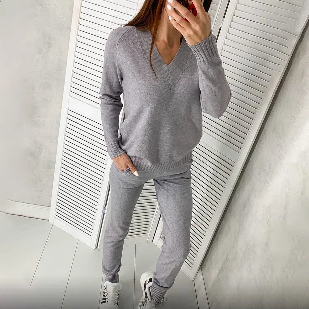 Женский спортивный костюм из 2 предметов повседневные толстовки свитшоты и