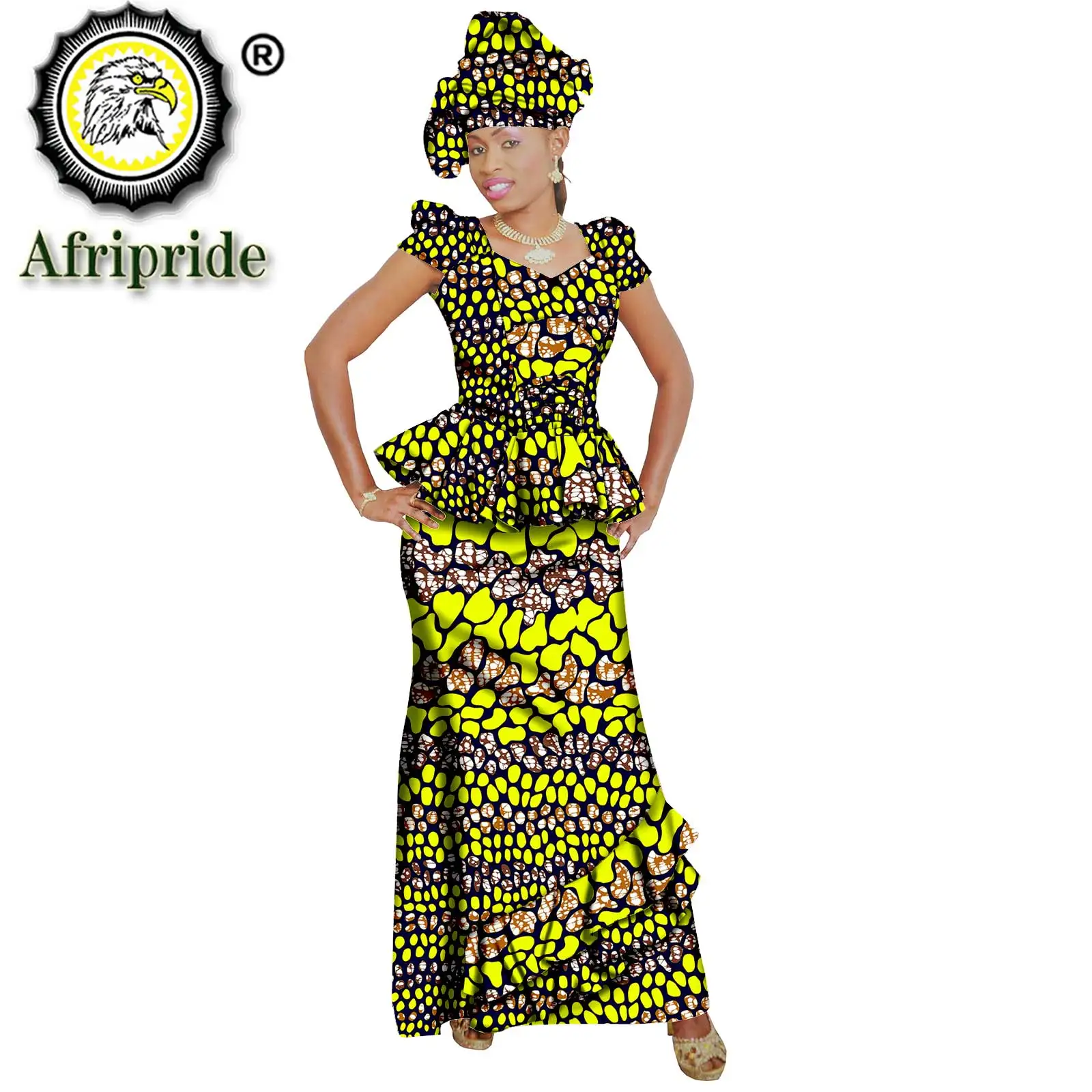 African Women Dresses Skirts Suits Ankara Apparel Wax Dashiki Outfits Print Shirts Ankara Skirts and Headwarp AFRIPRIDE S2026003