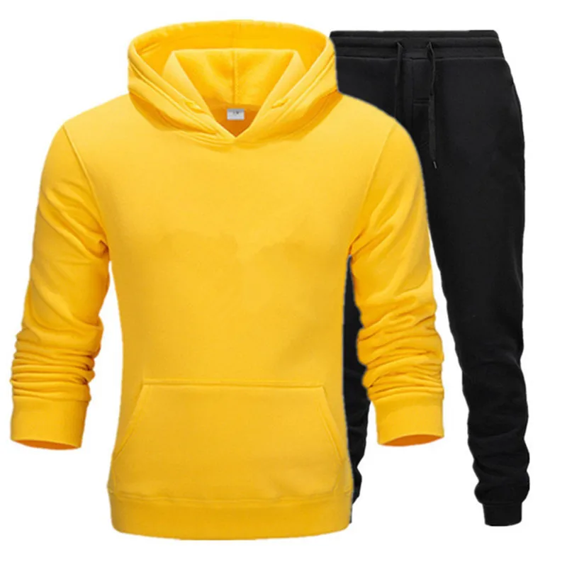 

Men's sports suit fashion trend new solid color hooded long-sleeved suit casual wear sportswear fitness jogging sports suit