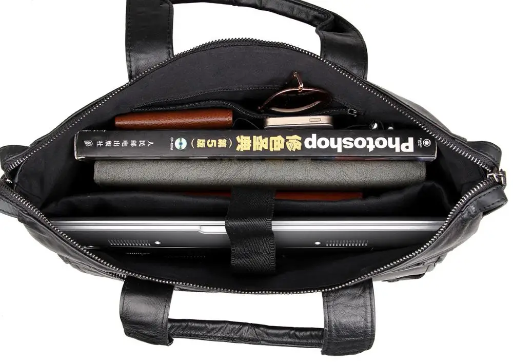 

New black fashion men's leather bag, leather men's handbag, Korean handbag