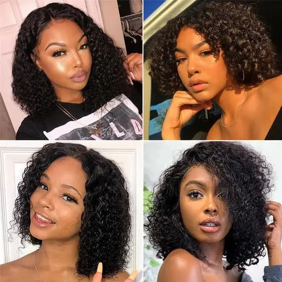 

250 Density Deep Curly Full Lace Wigs For Black Women Short Bob Human Hair Wigs Brazilian Full Lace Human Hair Wigs Remy