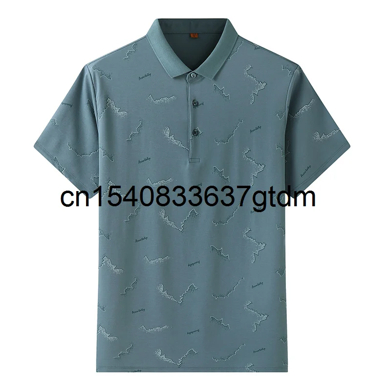 

Summer 2021 new men's fattening plus size Lapel print short sleeve T-shirt