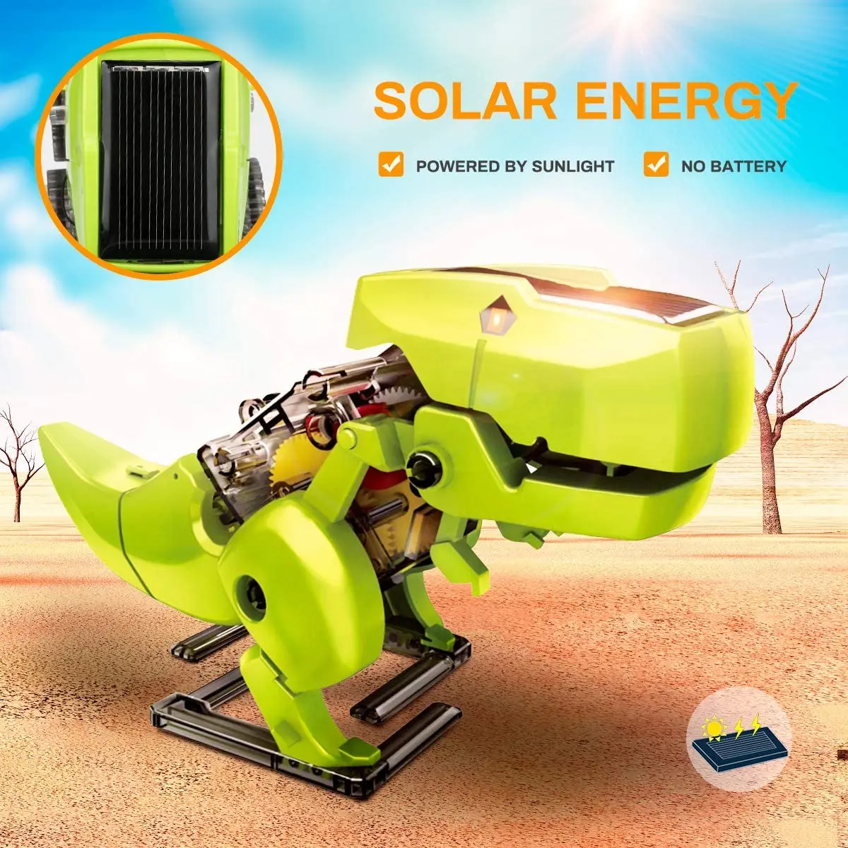 3 in 1 Education Solar Robot Toys Powered Dinosaur Kit STEM DIY Building Science Experiment for Kids | Дом и сад