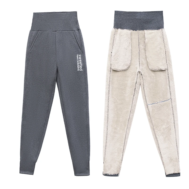 

Female thickening and velvet Cotton pants women's large size loose-fitting turnip winter obi tall waist lambs wool pants