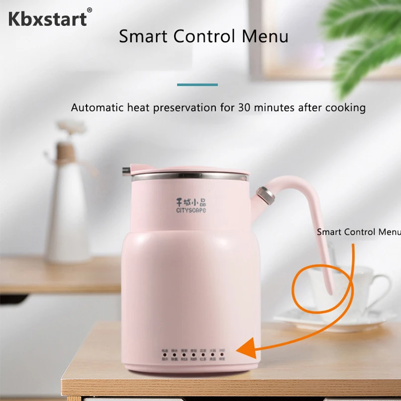 

Kbxstart Multifunctional Electric Kettle 316 Stainless Steel Stewpot Kitchen Dormitory Portable 550ML Insulation Pot 220V