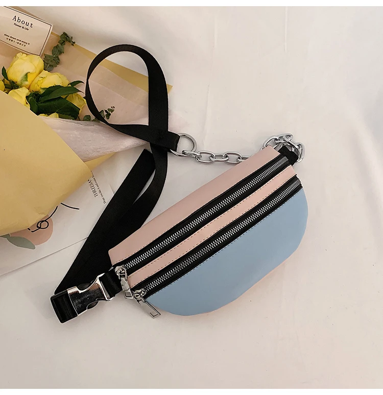 [BXX] Women's Single Shoulder Crossbody Bag All-match Flap Fashion Female Chest Package Wide Straps Chain Waist Bag HF745