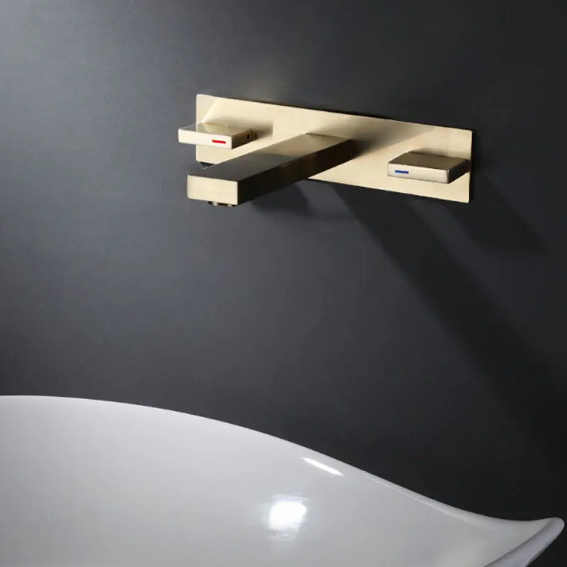 Темный кран для раковины из двух частей который умывается лицом матовый золотой |