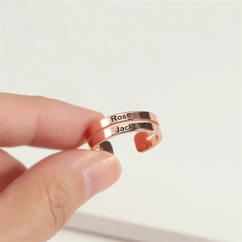 Кольцо Двухслойное из нержавеющей стали с гравировкой имени для женщин