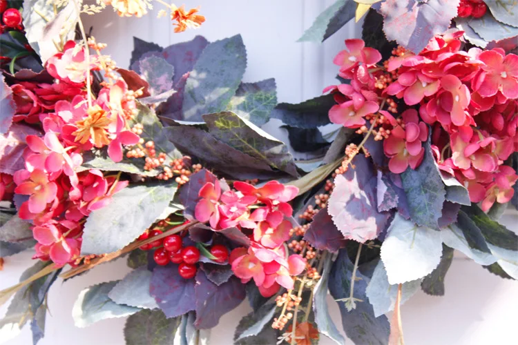 

Autumn Hydrangea Wreath 24 Inch/60cm Artificial Flowers Welcome Wreath Door Ornaments Christmas Party Wedding Home Decoration
