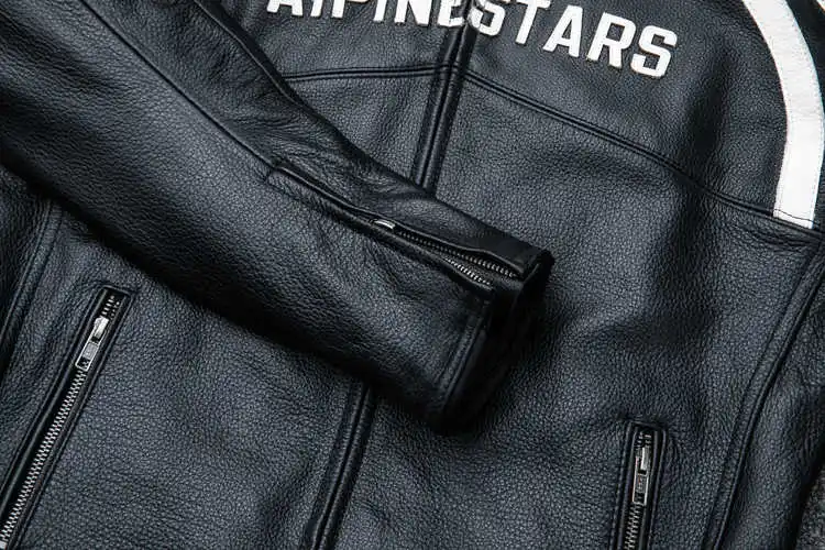

Men's professional Motorcycle racing suit letters stand collar cow leather biaker jacket men moto leather coat Protective gear