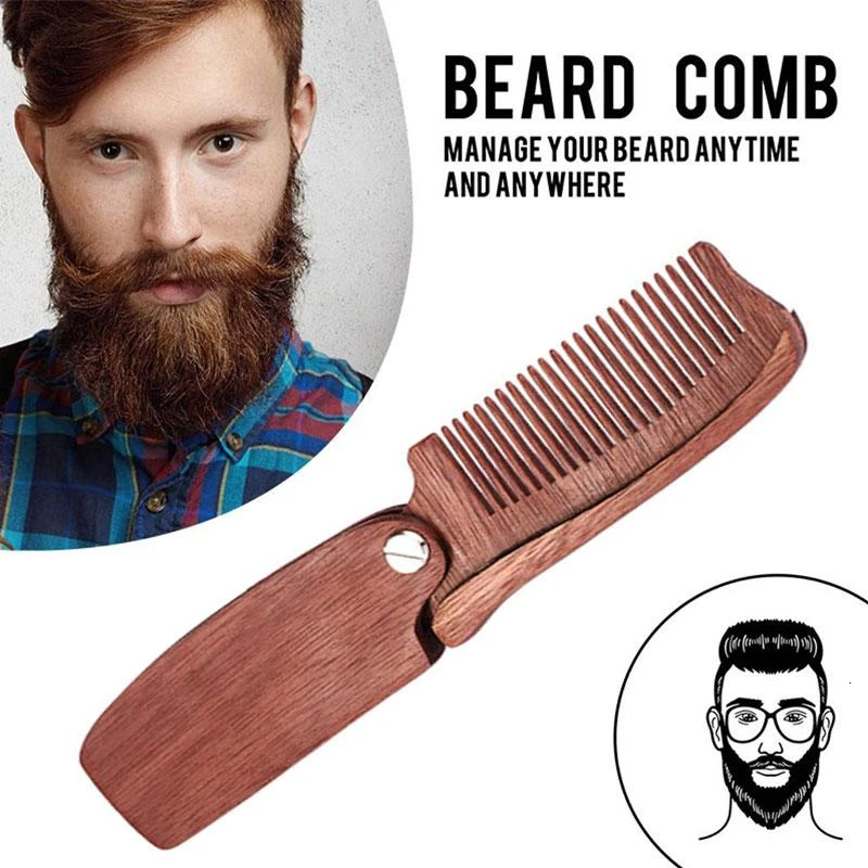 Портативные складные расчески для волос сандаловое дерево антистатические Усы