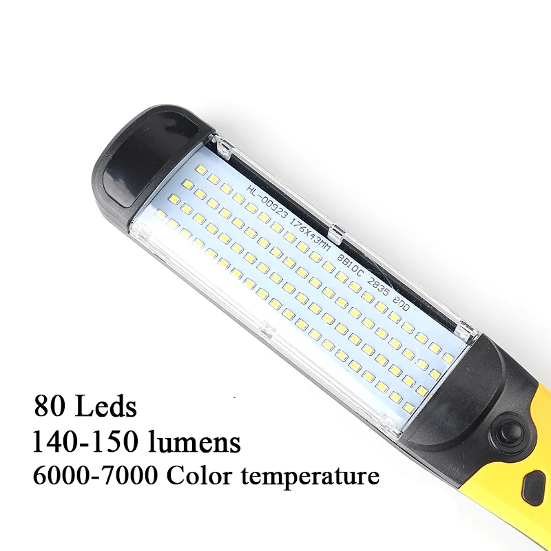 구매 80 LED 작업등 LED 충전식 손전등 마그네틱 후크 램프, 작업 램프 토치 핸드 램프 야간 조명 자동차 수리 검사