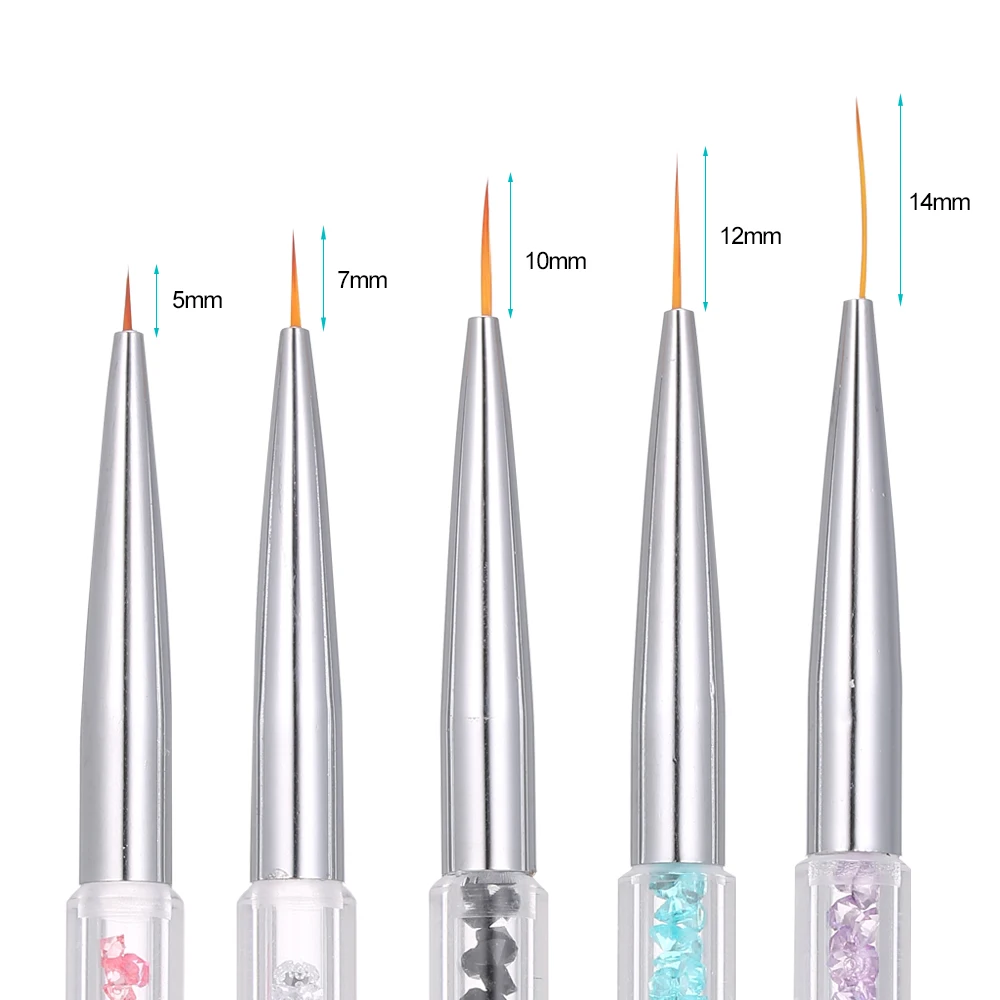5 шт. подводка для дизайна ногтей УФ-гелевая ручка рисования кисть 5/7/9/11/13 мм