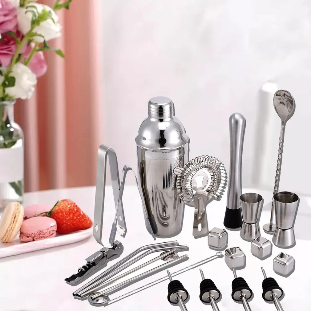 

Practical Cocktail Shaker Set Bar Tools Home Decoration 750ml Stainless Steel Material Gift Cocktail Shaker Set