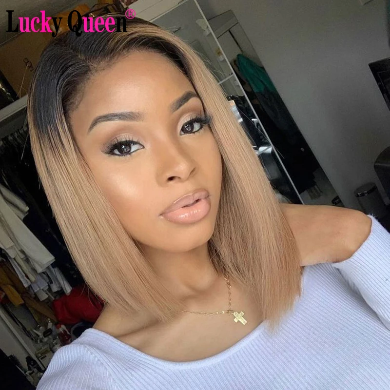 Парик Короткий на сетке 4x4 с эффектом омбре медового светлого цвета плотность 150% |