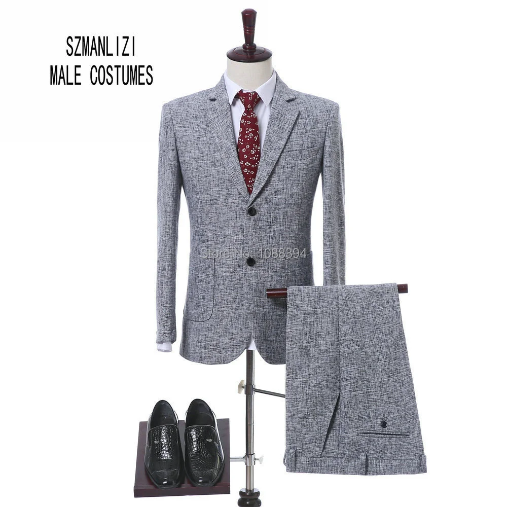 

Брюки новейший дизайн пальто серый мужской костюм с брюками облегающий Свадебный Блейзер на заказ для выпускного вечера Terno Masculino