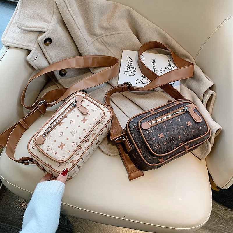 Модная женская сумка через плечо из искусственной кожи с принтом маленькая