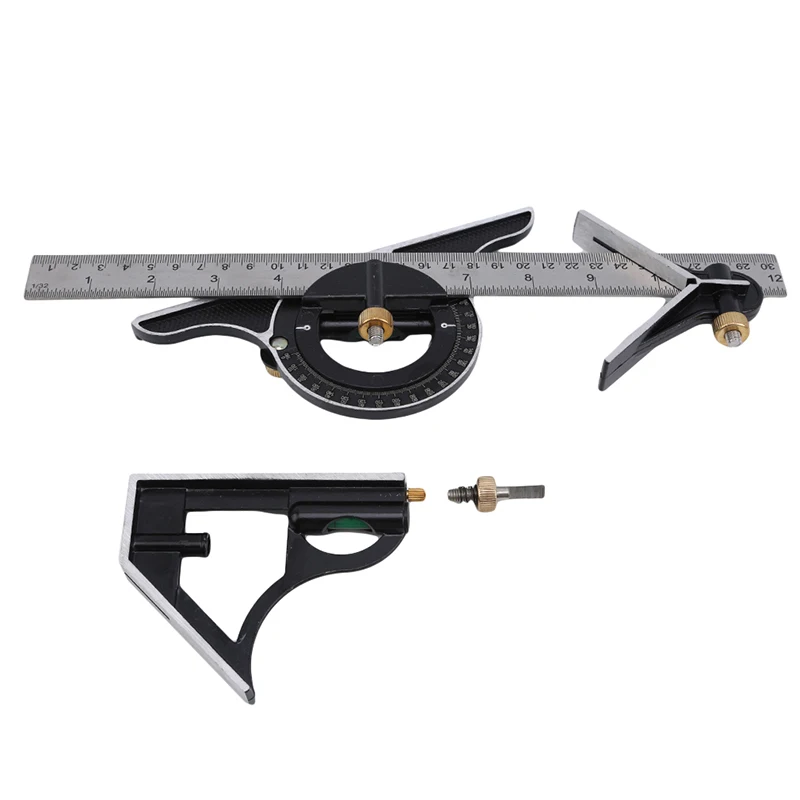 

300 мм профессиональные инструменты для плотника комбинированная линейка с квадратным углом из нержавеющей стали транспортир многофункцио...