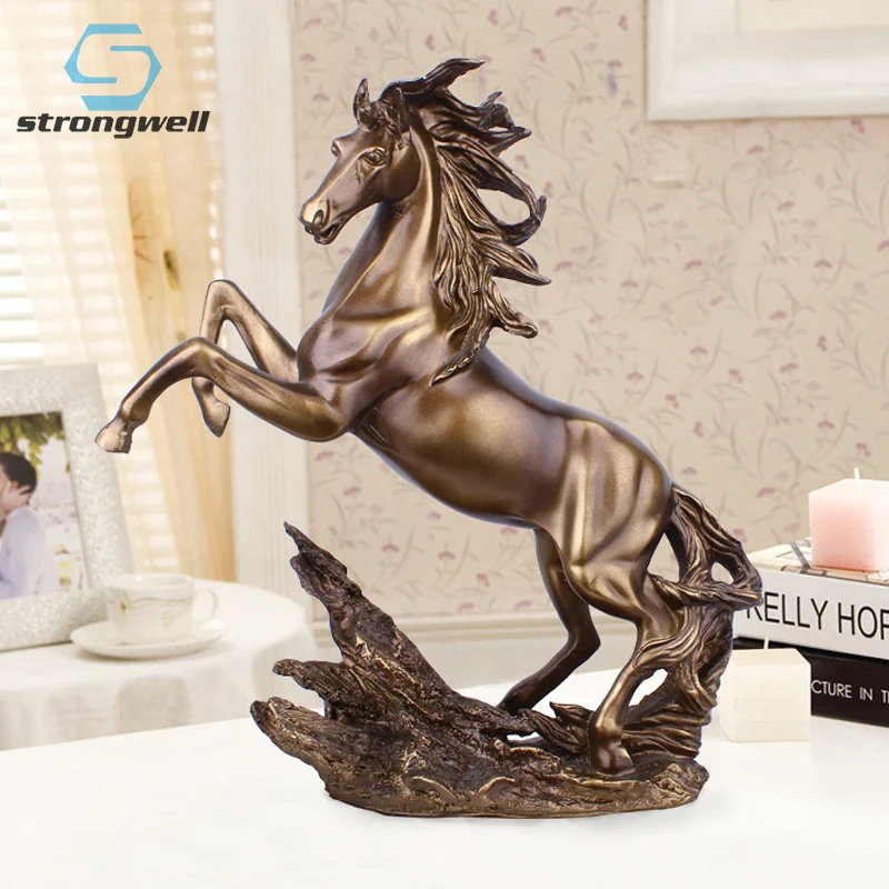 Strongwell Античная Медь лошадь статуи счастливый талисман фигурки Изделия из смолы