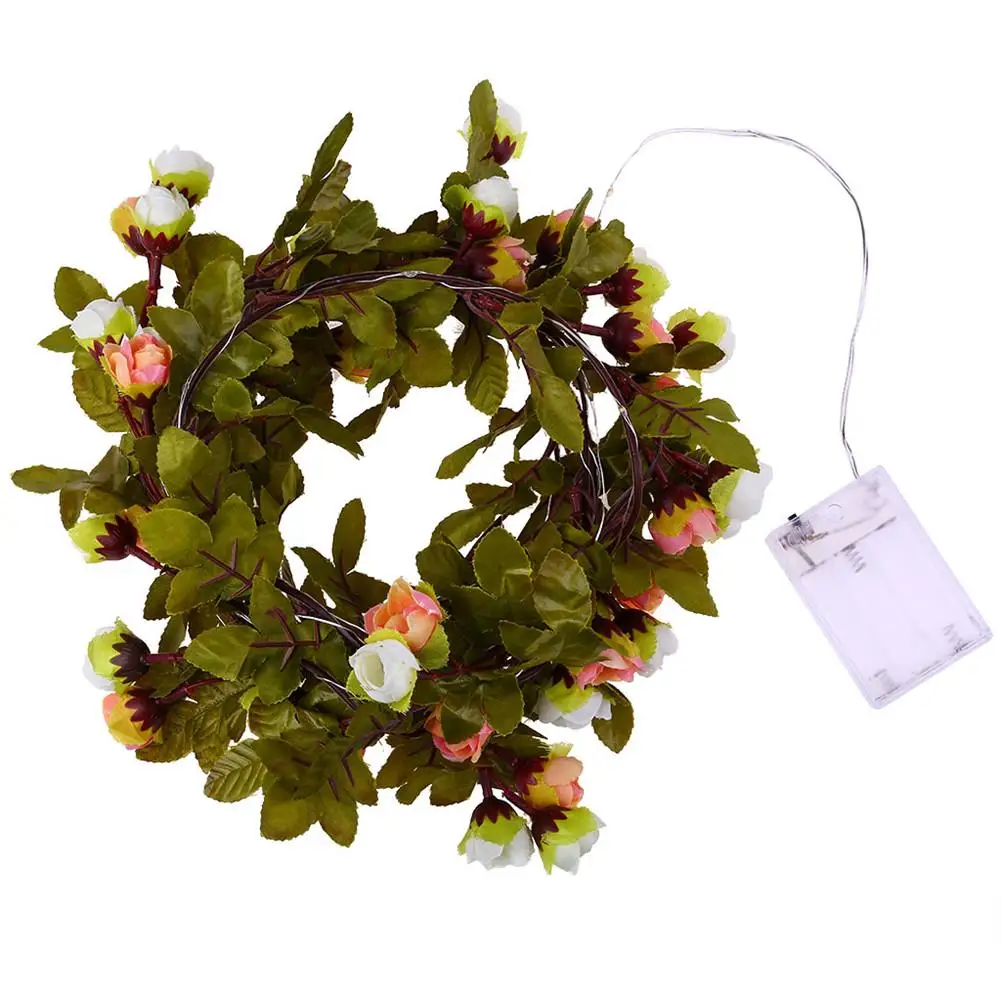 2 м 20 светодиодный гирлянда с цветами и листьями на батарейках медный для