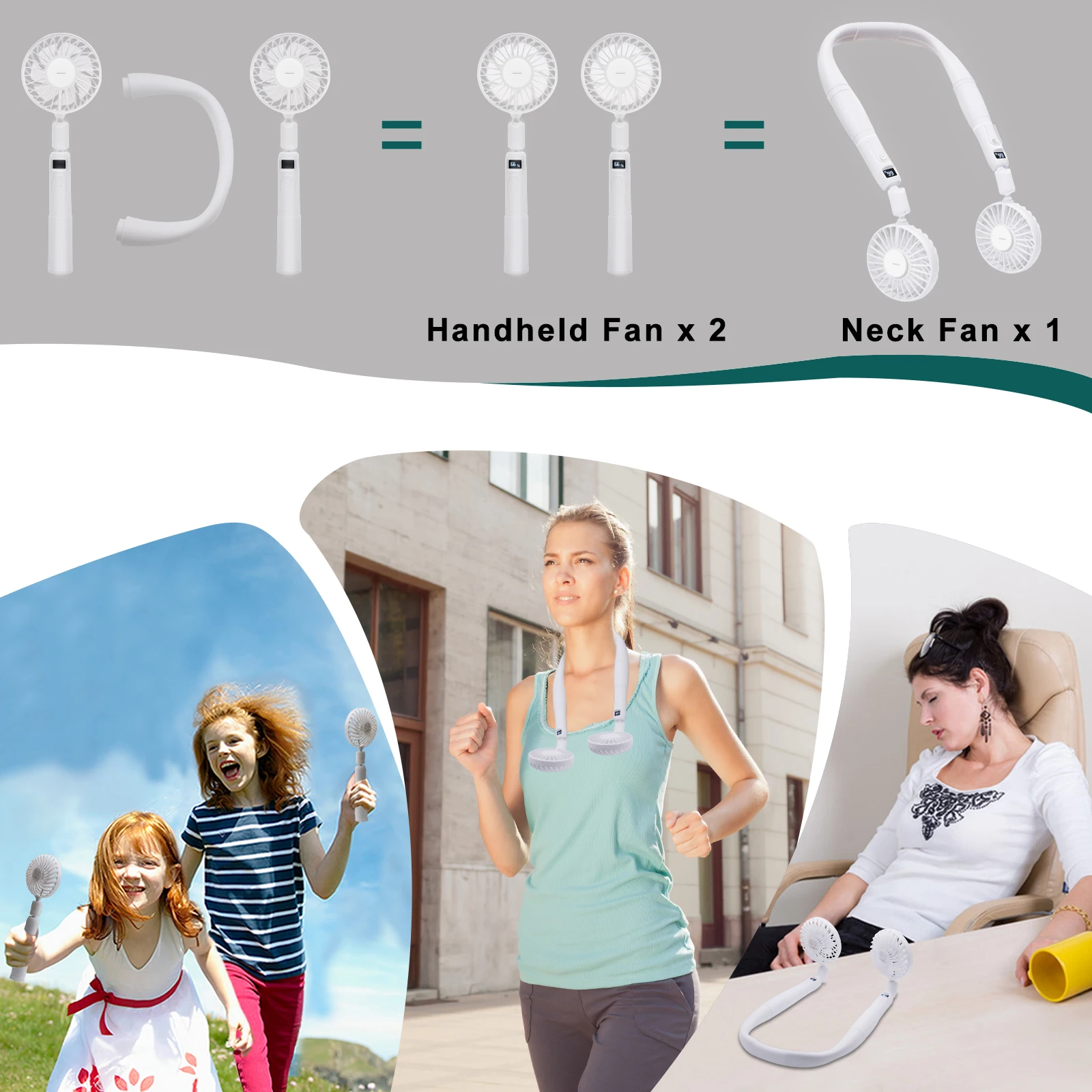 Портативный вентилятор SPAZEL подвесной мини для спорта с функцией Hands Free дома и