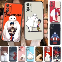 marvel baymax big hero 6 cartoon phone case for xiaomi redmi note 10 9 9s 8 7 6 5 a pro s t black cover silicone back pre style