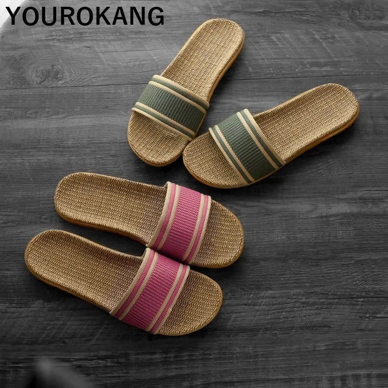 Летние льняные домашние тапочки 2019 женская обувь легкая пляжная унисекс