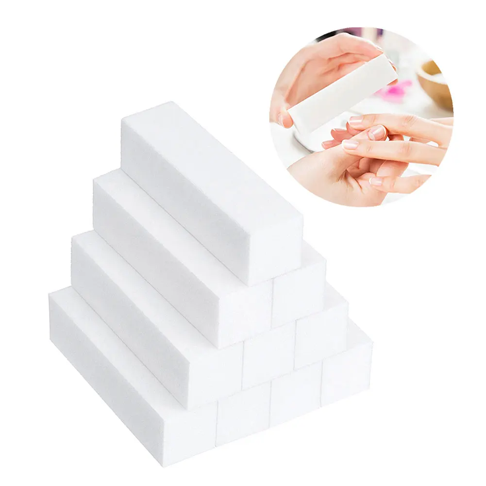 

10PCS White Nail Buffer Block 4 Way Sanding Block Files Sponge Nail File Professional Nail Polisher Manicure Tool For Salon